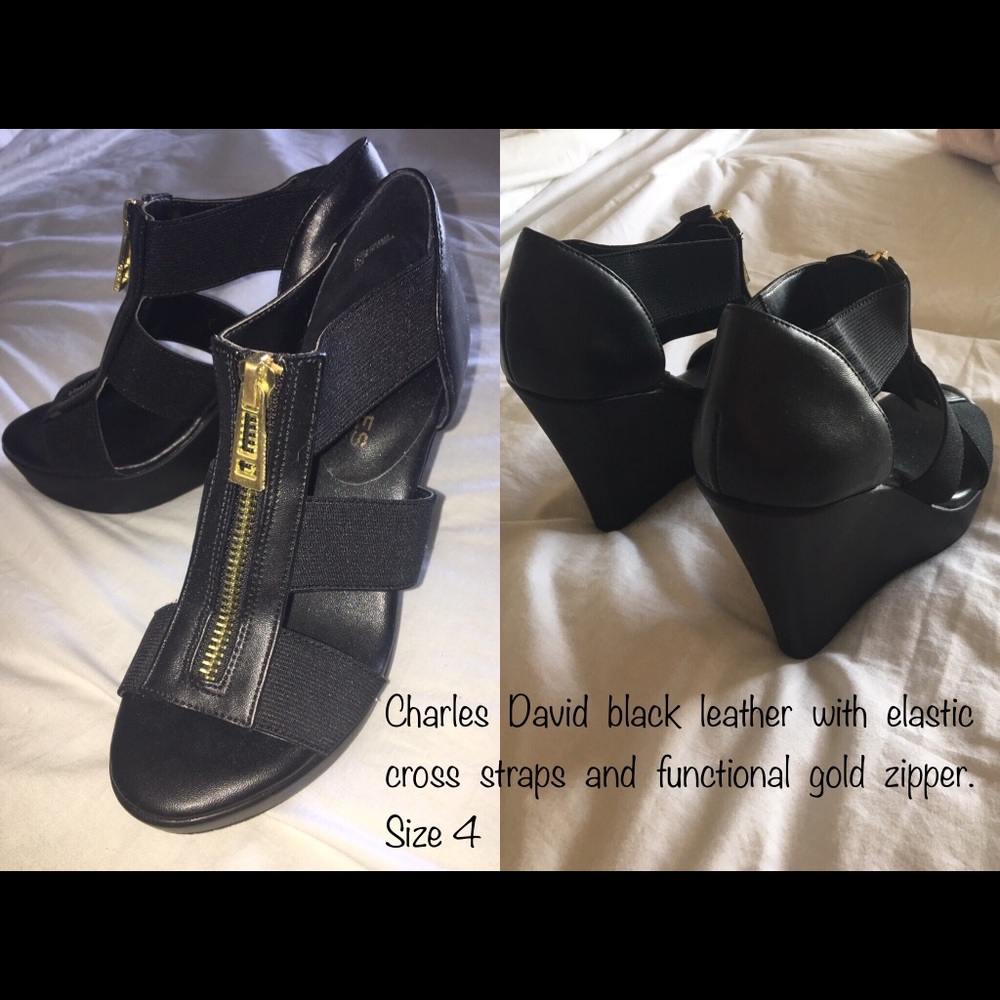 Charles David black wedges