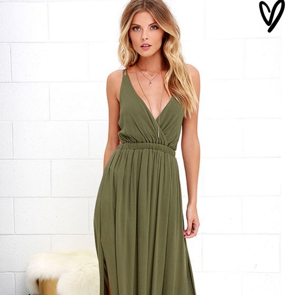 Lulu's "Olive Green Lost in Paradise" maxi dress