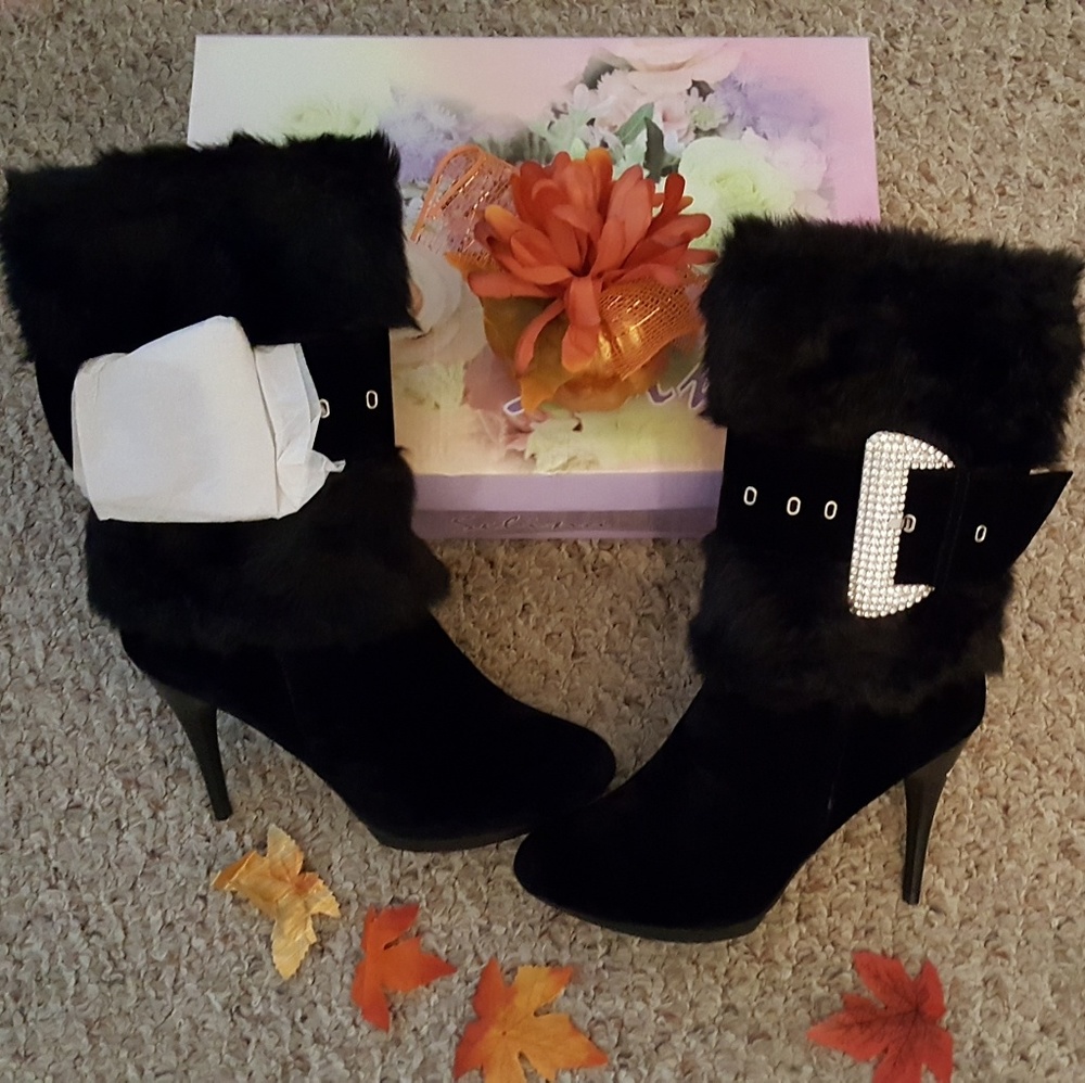 🦋Black Fur  Suede  Boots