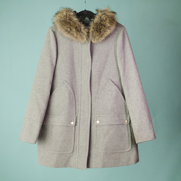 J. Crew Jackets & Blazers - J. Crew Factory 12 Hooded Faux Fur Wool Coat
