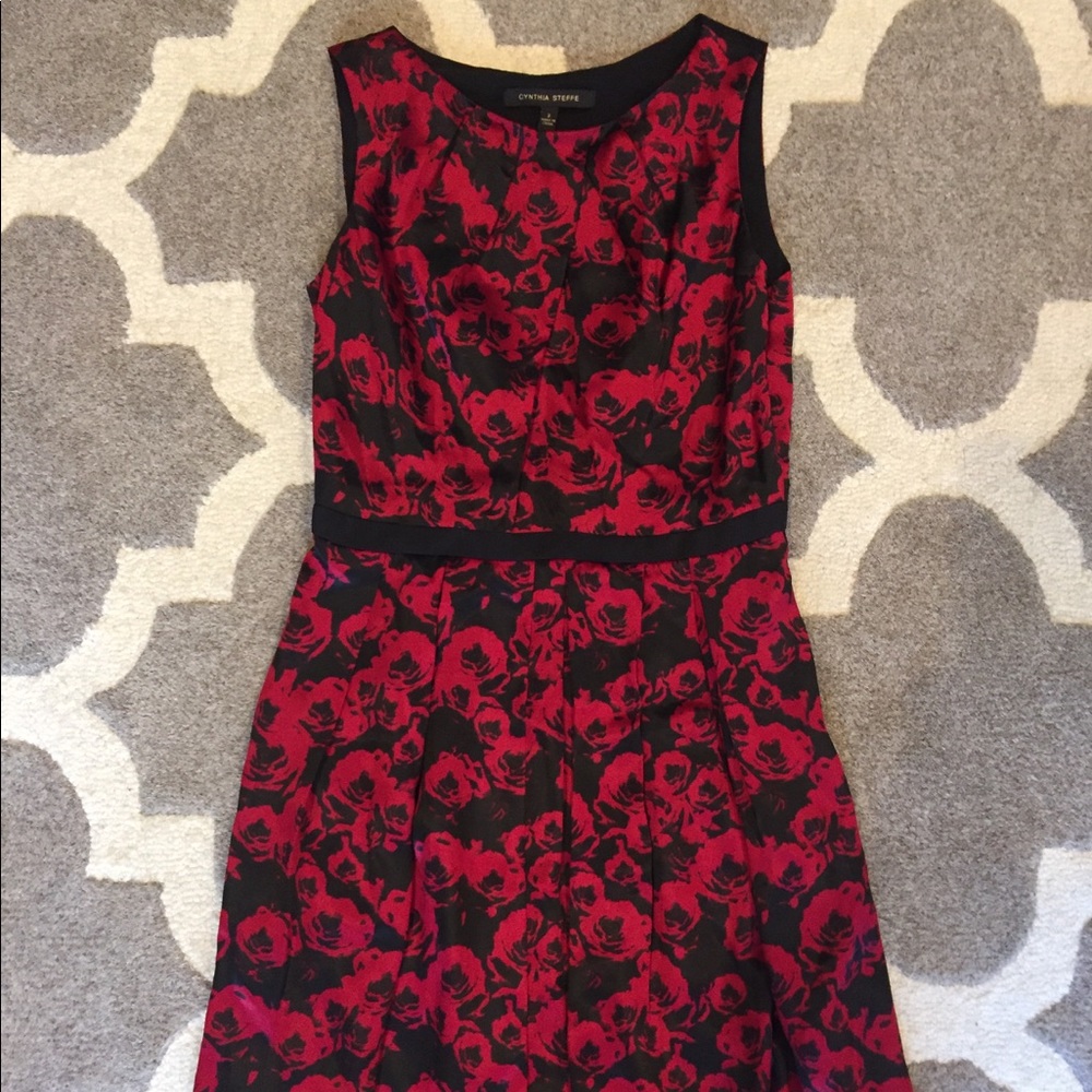💯 Silk Red and Black Dress