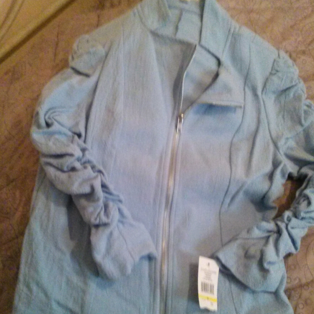 Ruched Sleeve Zip Front Jacket