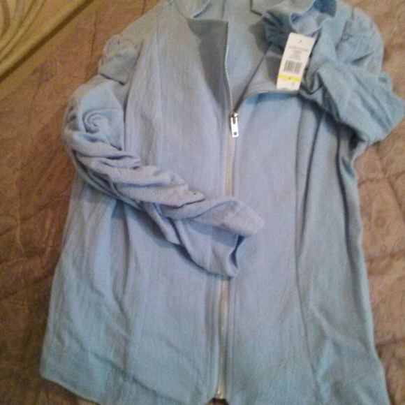 Ruched Sleeve Zip Front Jacket - Picture 3 of 8