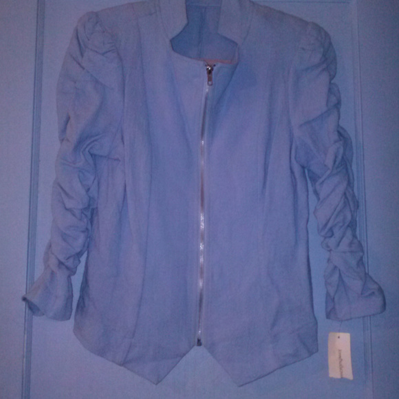 Ruched Sleeve Zip Front Jacket - Picture 6 of 8
