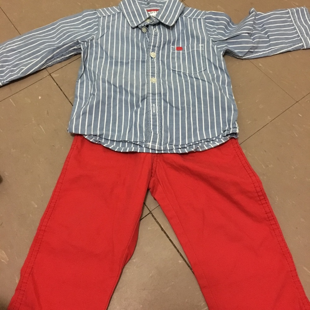 Carters a button down set with pants