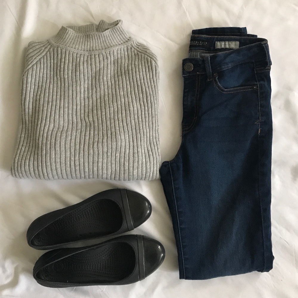 Gray Cold-Shoulder Sweater