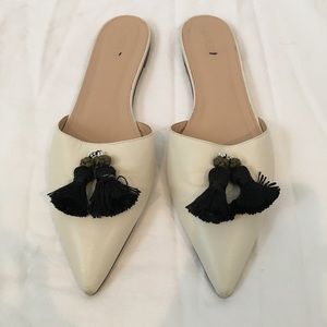 J.Crew Cream Slides with Tassels