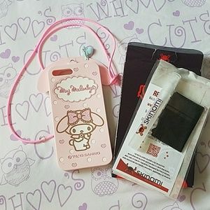 My Melody silicone case + Skinomi protection