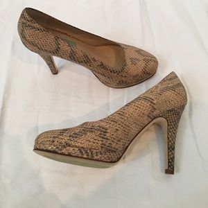 Julie Lopez Layla Snakeskin Print Heels