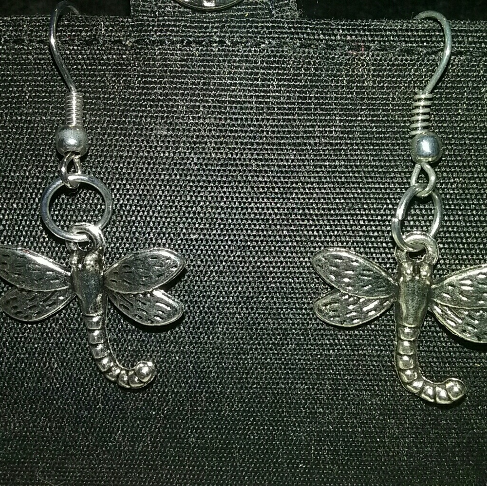 Silver drop Dragonfly Earrings