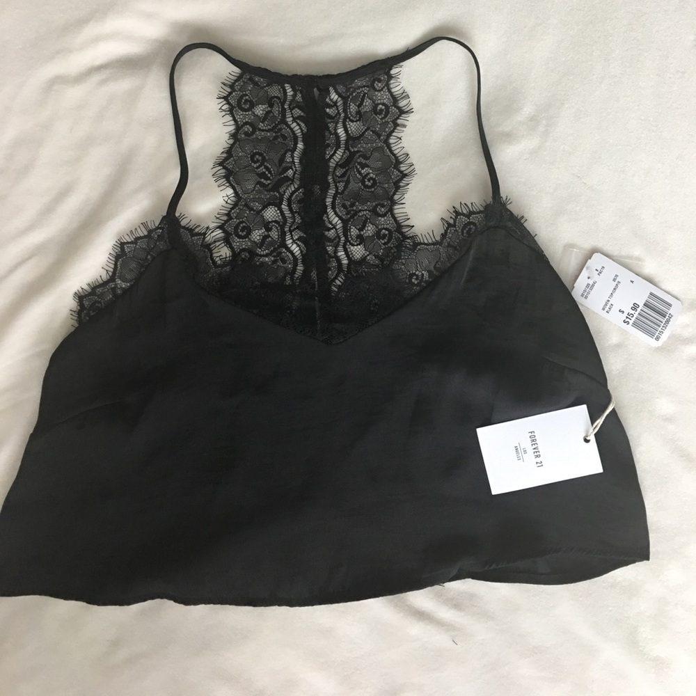 Polyester “silk” looking lace crop top