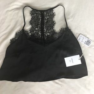 Polyester “silk” looking lace crop top