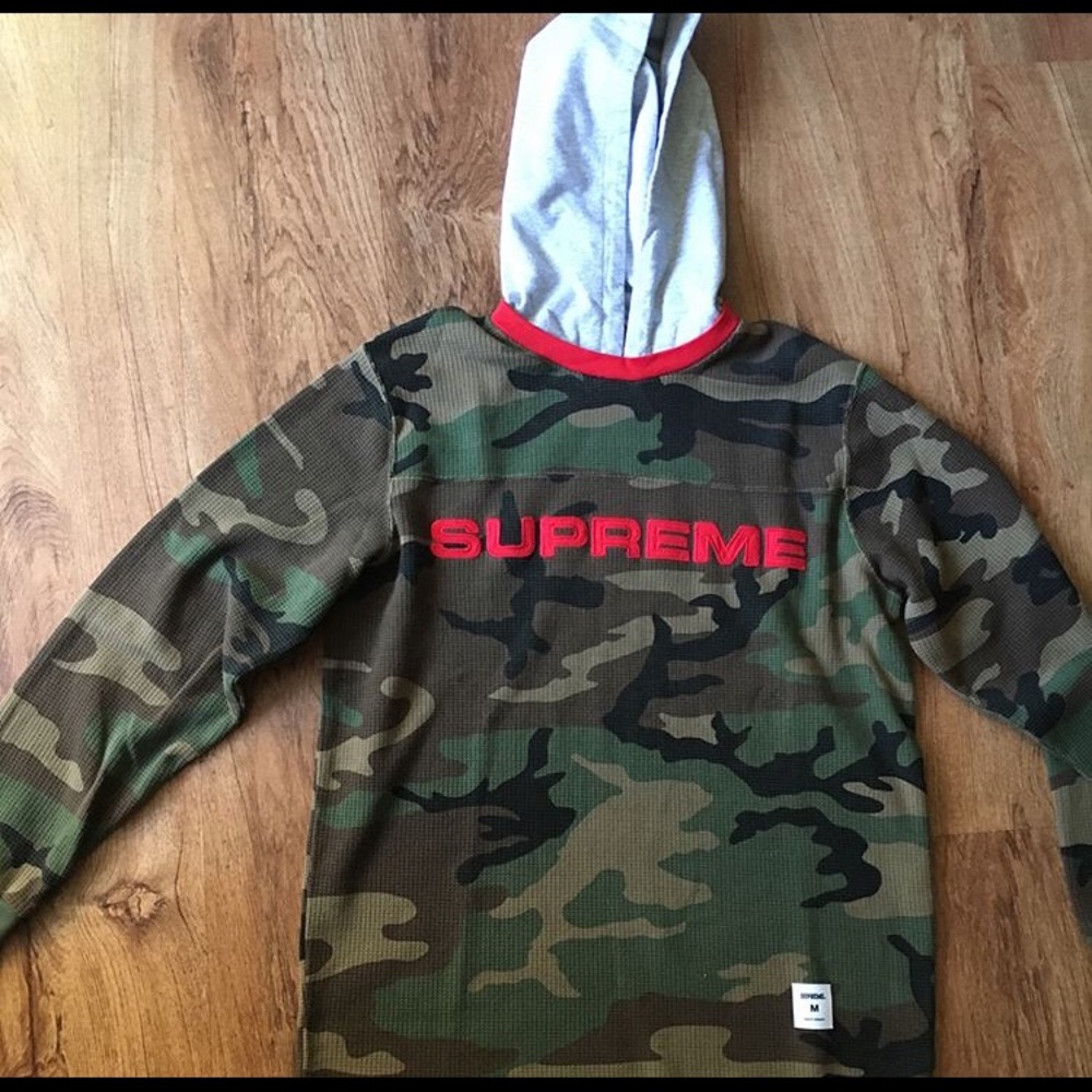 Supreme Hooded Waffle ringer (Woodland Camo)