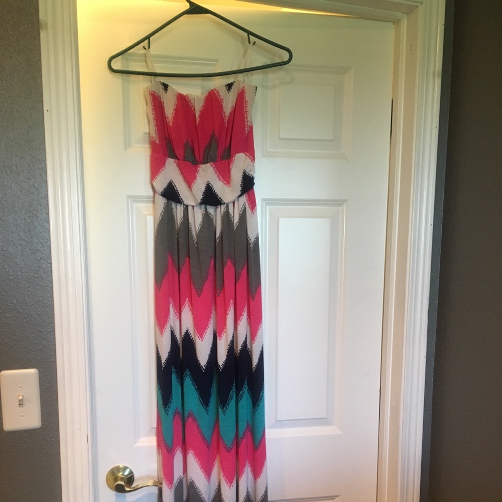Multicolor chevron color maxi dress
