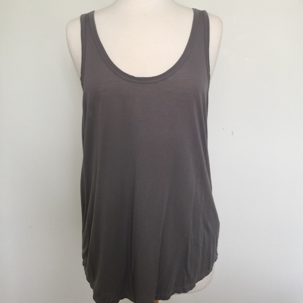 James Perse Dark Gray Low-Back Tank Top