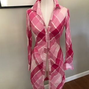Pink Checkered MODA Shirt Dress