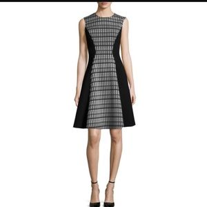 Lela Rose A-line seamed contrast dress