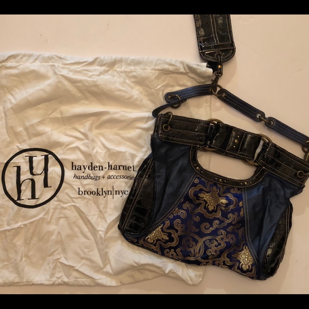 Hayden-Harnett clutch with mini strap and name tag