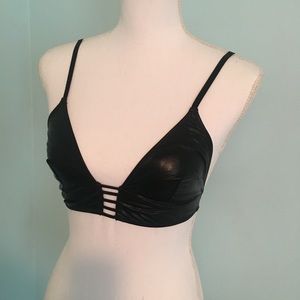 Sexy Faux Leather Bralette Caged Detail S NWOT