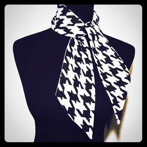 Black and White Houndstooth Tie Scarf Handmade