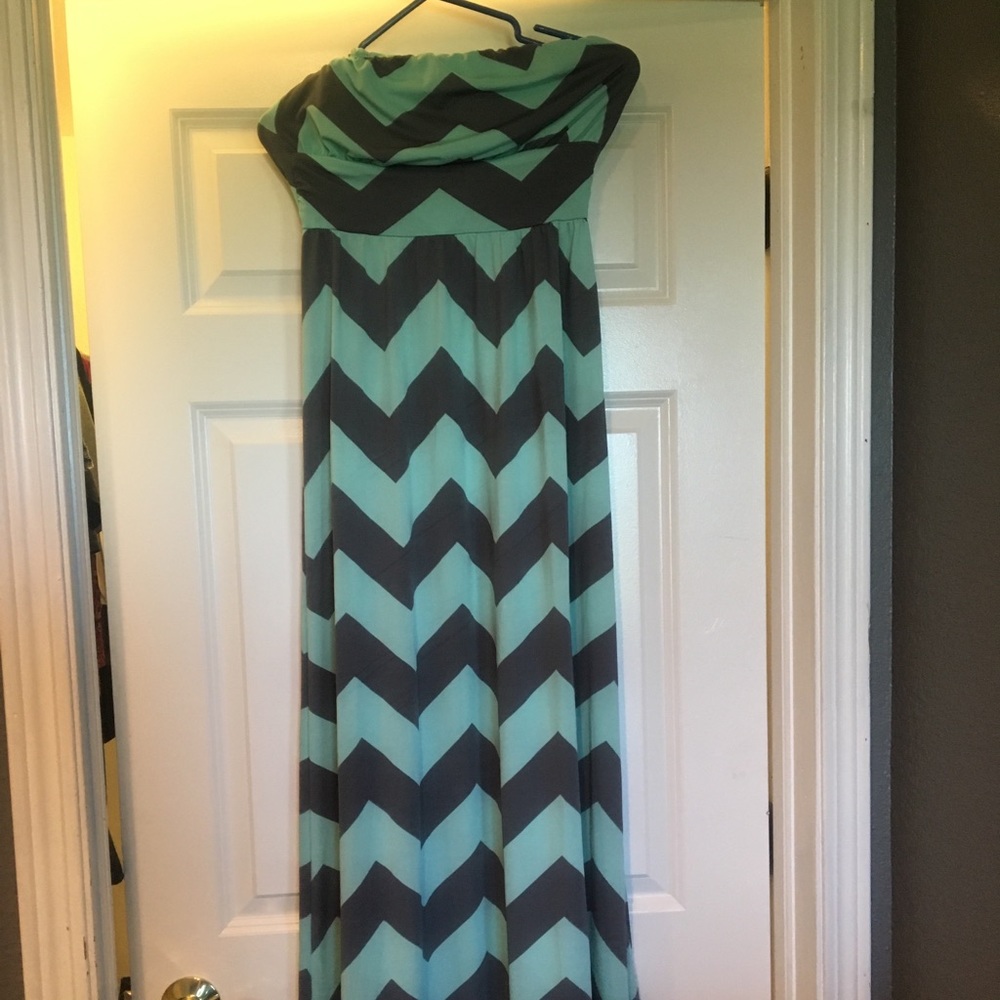 Mint/gray chevron dress