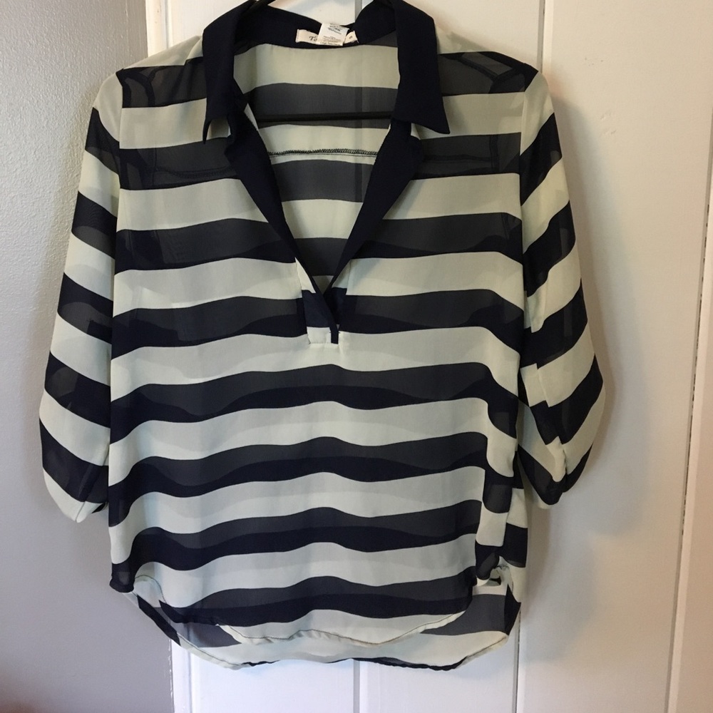 Shear Top - Navy and Cream