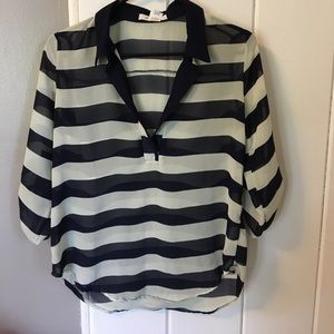 Shear Top - Navy and Cream