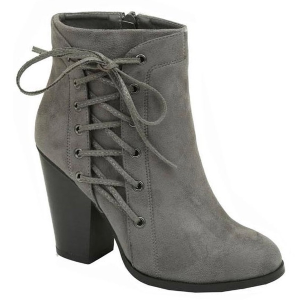 Lace-up Gray Bootie - Picture 2 of 2