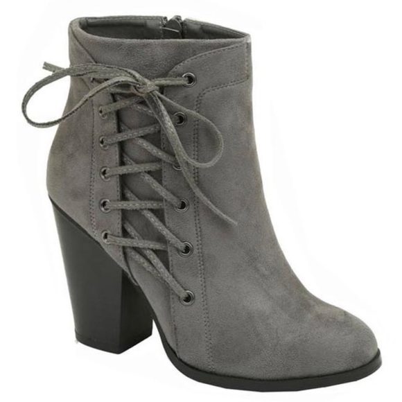 Lace-up Gray Bootie - Picture 2 of 2