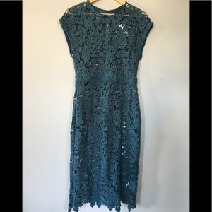 J.Crew Teal Lace Midi Dress