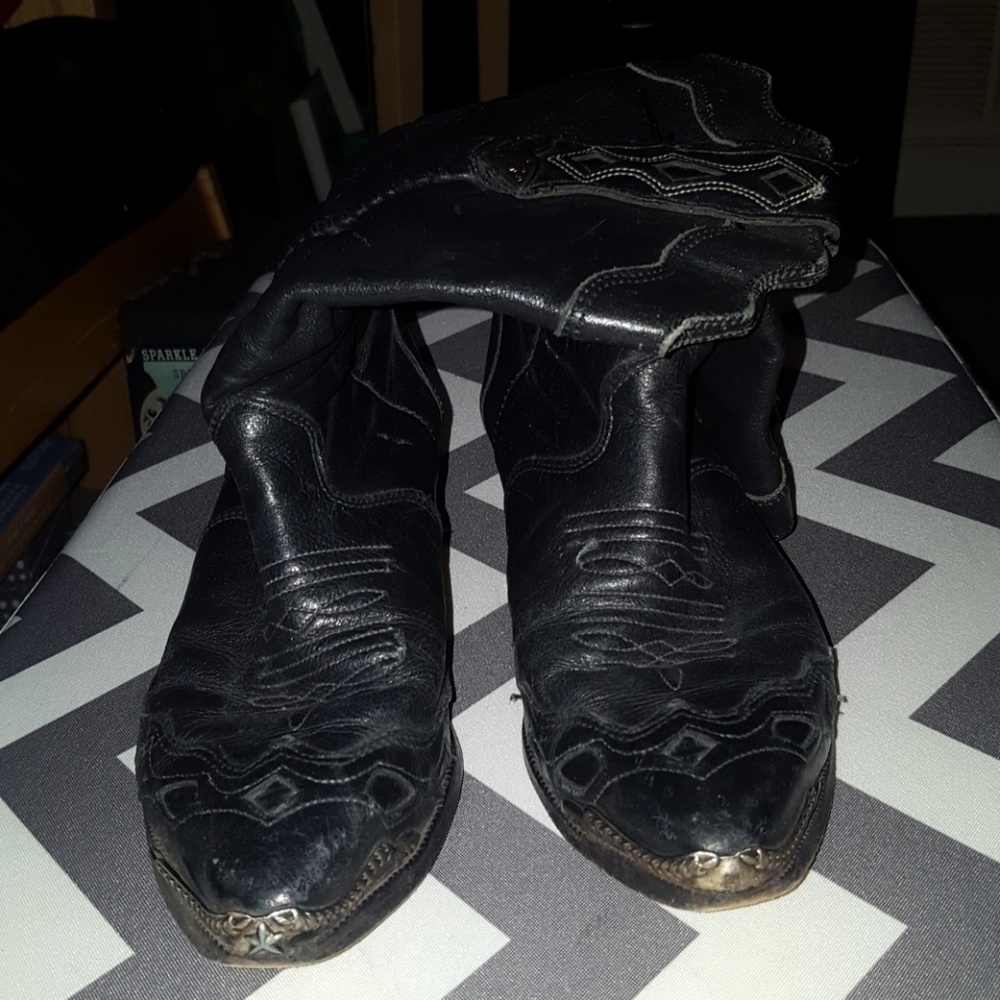 zodiac vintage goth punk black cowboy boots