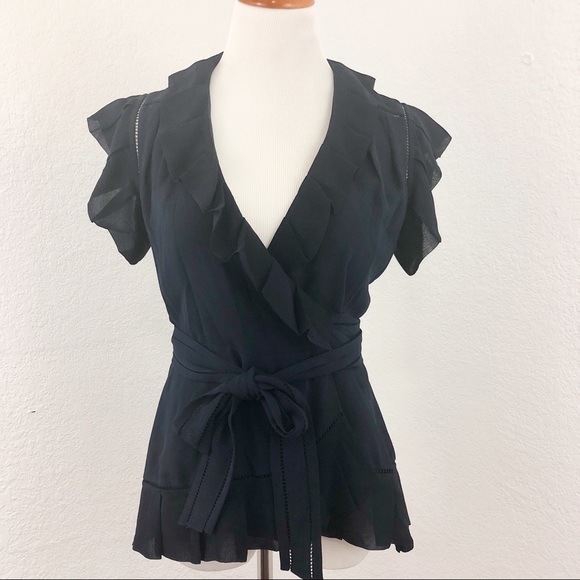 Diane Von Furstenberg Tops - DVF navy silk wrap blouse size 4