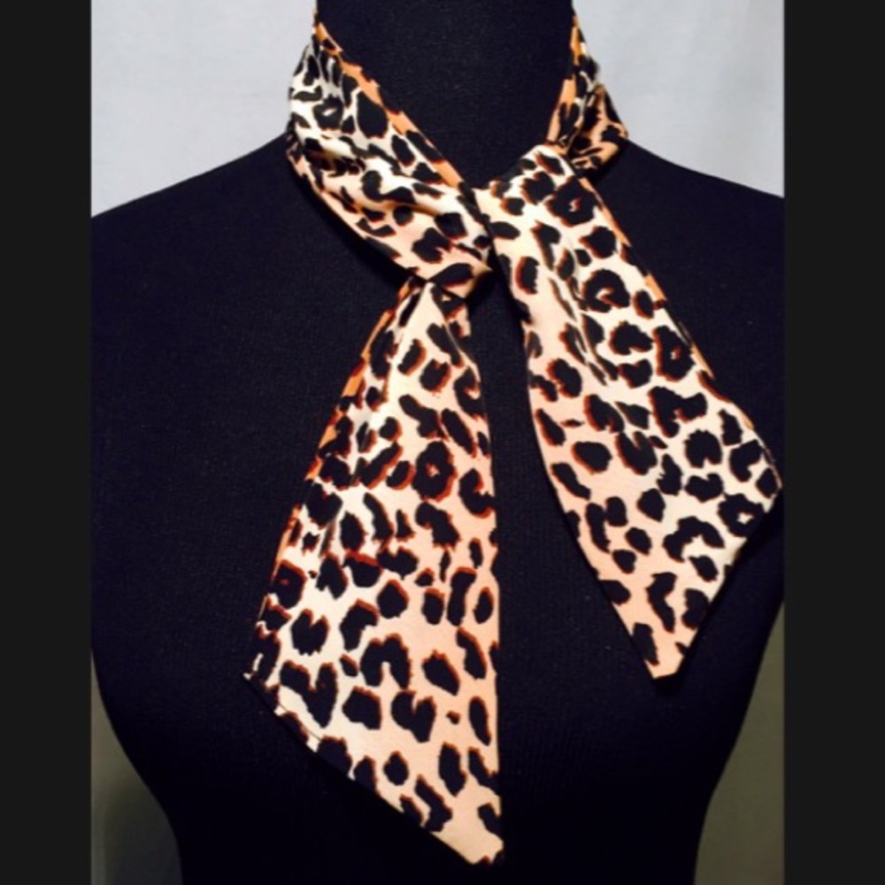 Leopard Print Tie Scarf Handmade