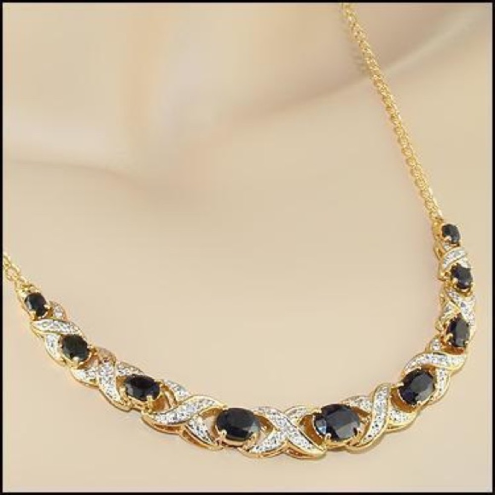 18K YG Over SS Diamonds  7.0 CTW Sapphire 17 In