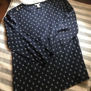 J Crew Silk Anchors Away Top NWOT