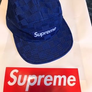 SUPREME checker box logo hat in blue