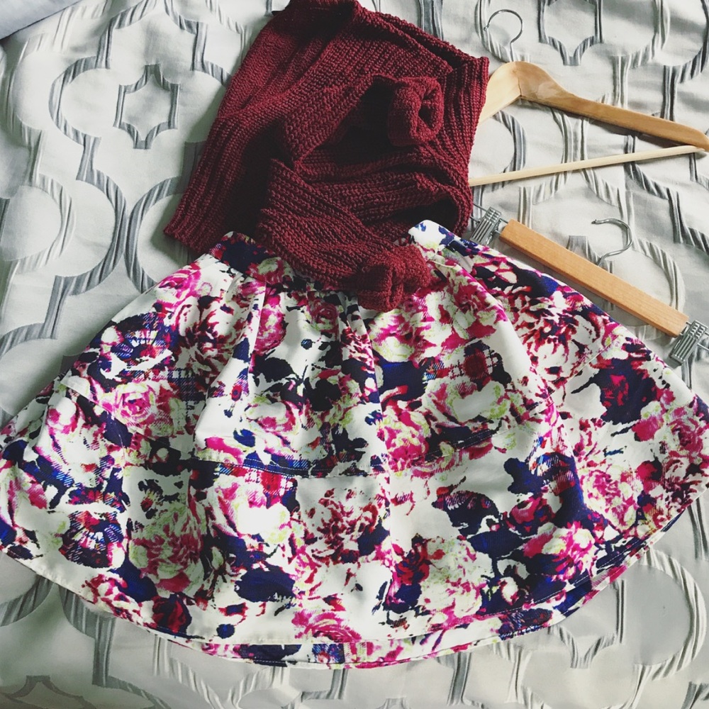 Pink EXPRESS Floral Skirt