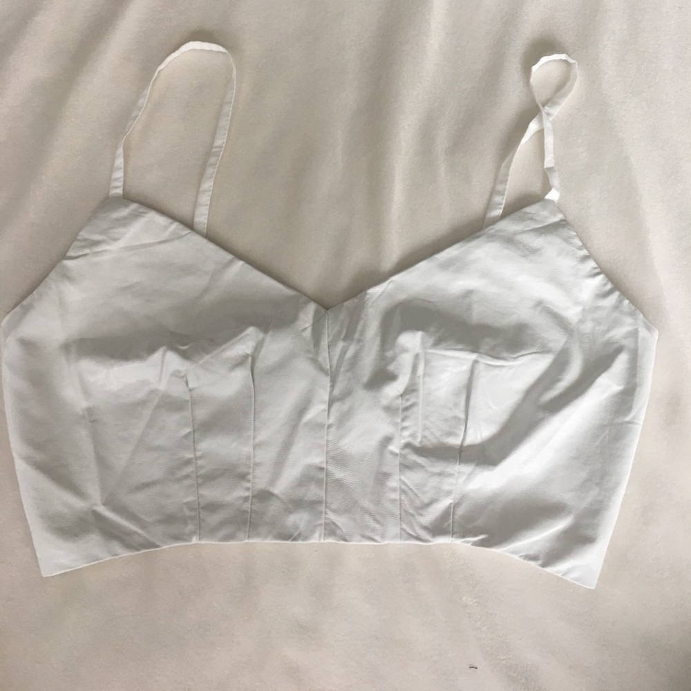 Faux leather front crop top