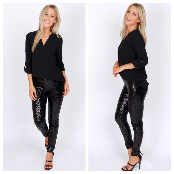 Chic Sequined Leggings - Picture 4 of 8