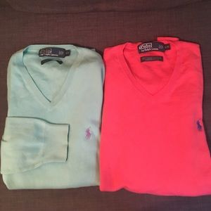 Ralph Lauren Large Pullover teal & salmon