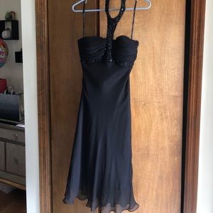Black beaded cocktail dress