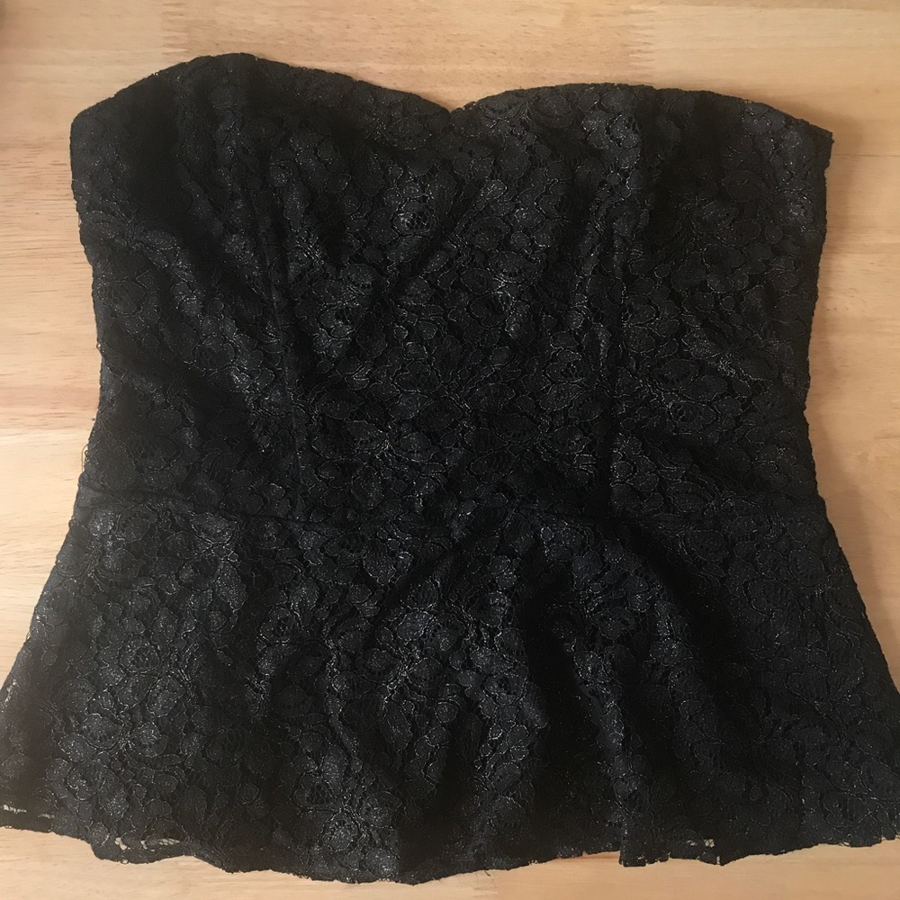 Black lace strapless top