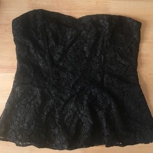 Black lace strapless top