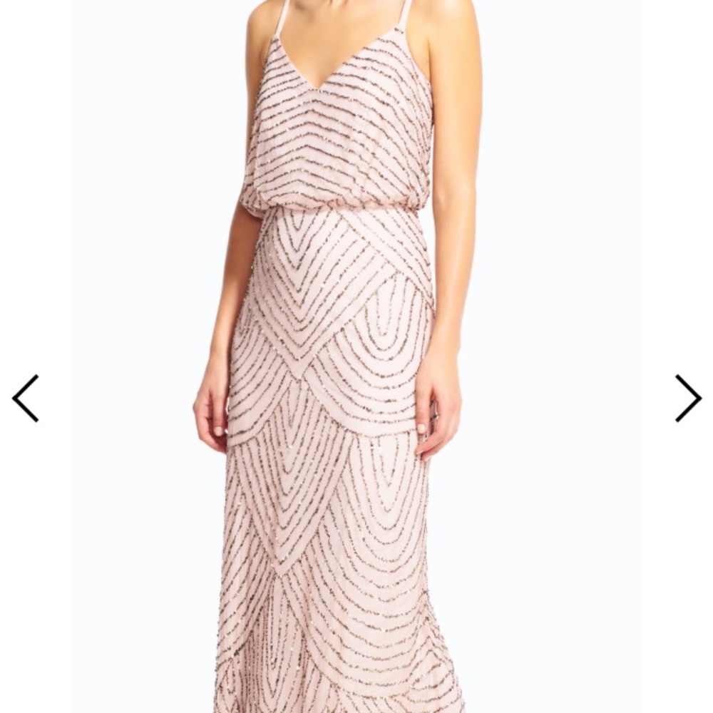 Adrianna Papell Art Deco Beaded Blouson Gown