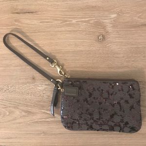 Gray sequin Coach wristlet