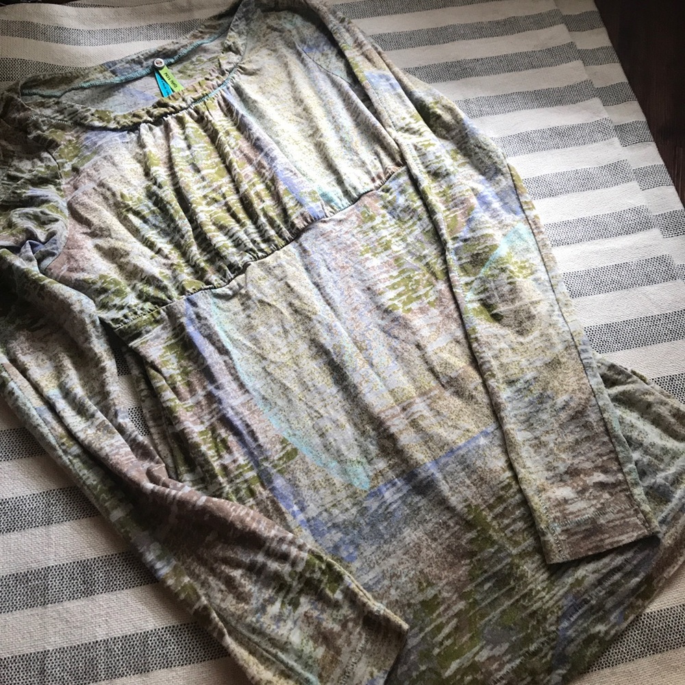 Free People Earthy Print LS Top