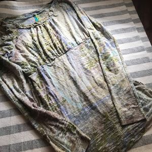 Free People Earthy Print LS Top