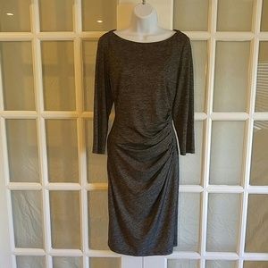 Ralph Lauren Gray Midi Long Sleeve Dress