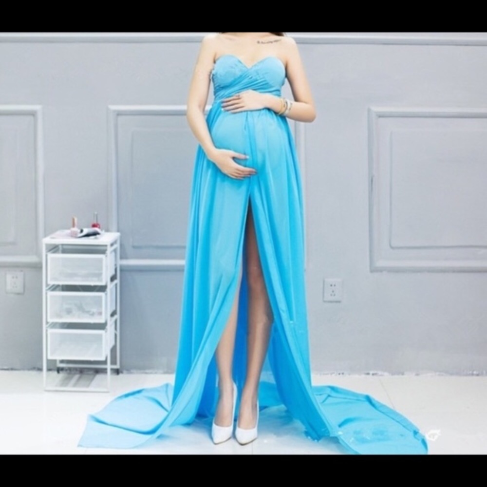 Blue maternity dress