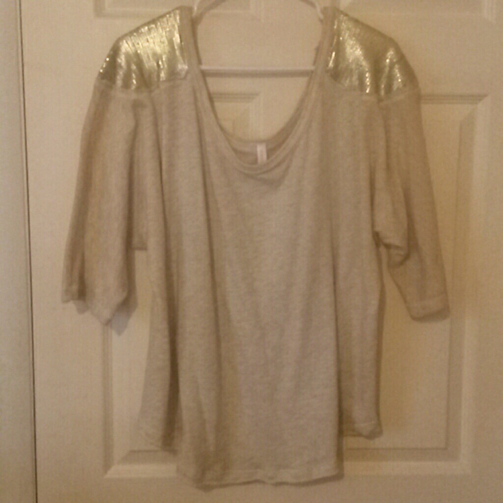 Off-the-Shoulder Gold Sequined Sweatshirt